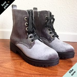 Target Mossimo Rihanna Gray Velvet Combat Boots